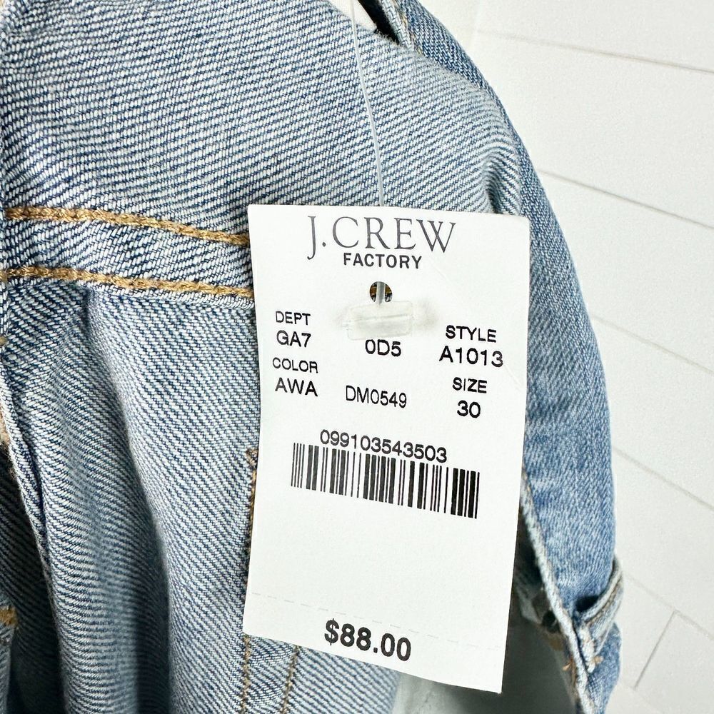 J. Crew Straight Leg Cuffed Jeans Size 30 NWT Distressed Medium Wash - Picture 6 of 7
